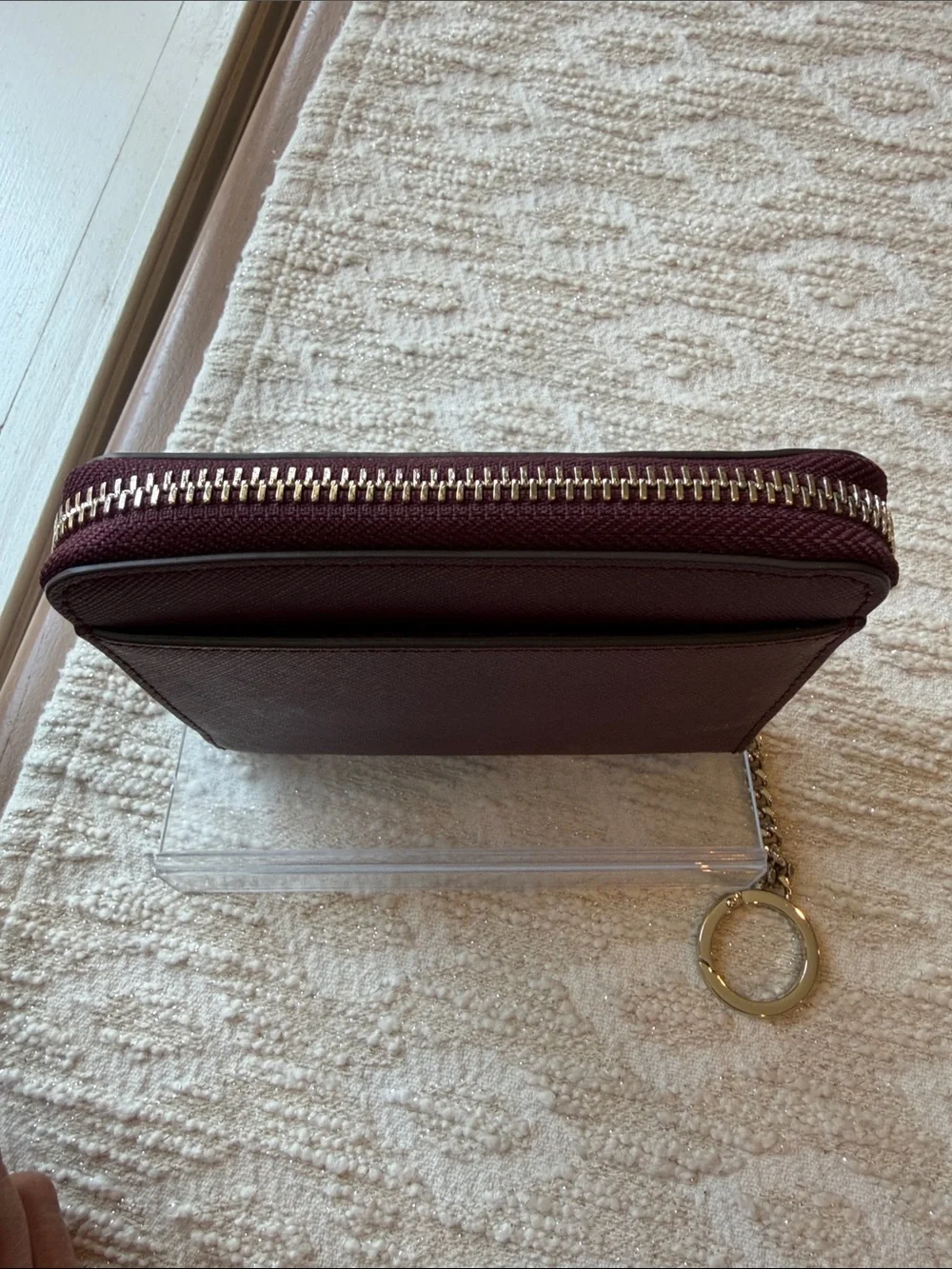 Kate Spade Burgundy Zip Around Wallet with Key Ring